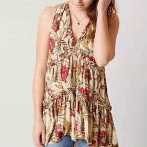 Free People Haze Tank Top Floral High Low XS